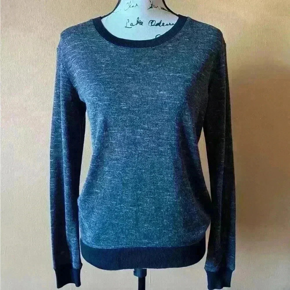 Wilfred Aritzia Berri Heathered Charcoal Black Long Sleeve T Shirt Sweater M - Picture 3 of 5